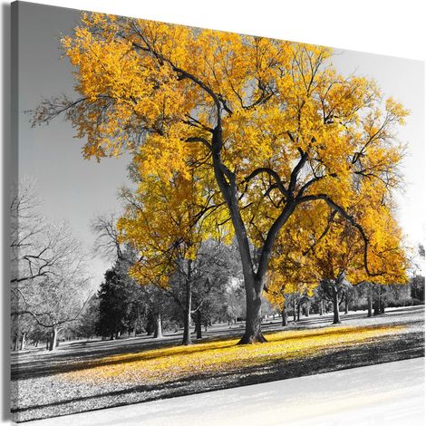 Tableau Automne dans le parc (1 partie) Wide Gold - 120 x 80 cm (1/4)