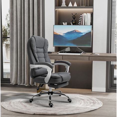 Sedia da ufficio ergonomica, altezza regolabile, schienale reclinabile 135°, grigia HAVRYA (1/5)
