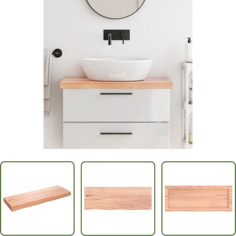 vidaXL Plan de travail en bois -  Comptoir de salle de bain marron 80x30x(2-6) cm bois traité (1/5)