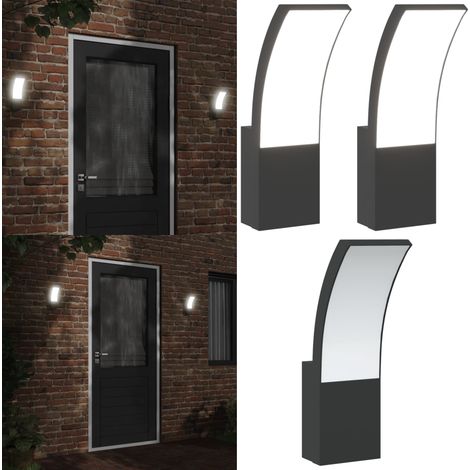 LED-Außenwandleuchten 2 Stk. Schwarz Aluminiumdruckguss - LED-Lampe - Außenleuchte - Wandleuchte - Gartenbeleuchtung - Terrasse Beleuchtet - Home & Living (1/5)