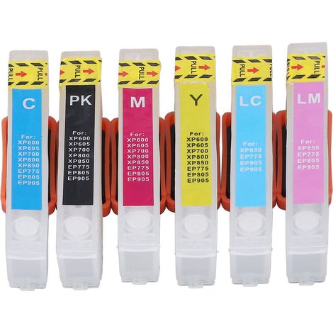 Cartouche d'encre rechargeable 6 pièces Noir Cyan Magenta Jaune Cyan Clair Magenta Clair pour imprimante ICBK80 ICC80 ICM80 CY80 ICLC80 ICLM80 (1/5)