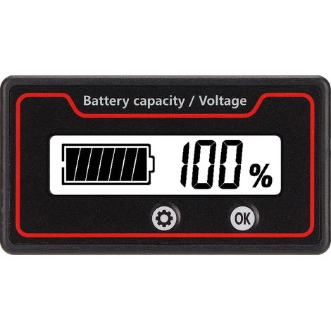 Batterieanzeige mit Licht, Alarm und LCD-Display, Spannungs- und Kapazitätsanzeige für 12-84V Elektrofahrzeuge (weißes Licht). (1/5)