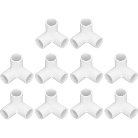 3-Wege-PVC-Fitting, 10 Stück Kunststoff-Möbelverbinder, Rohrverbinder, 20 mm Innendurchmesser, Rohrbogen, Heimwerkerzubehör (Weiß) - (1/5)