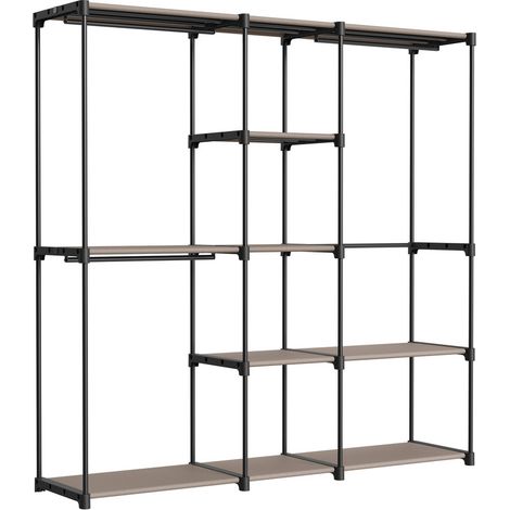 Songmics – Armoire de rangement pliable 182 x 43 x 182 cm – Métallique avec barres de suspension – Capacité 130 kg – Dispositif anti-basculement inclus