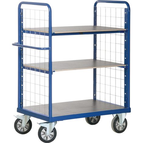 Bako Logistiksysteme Etagenwagen R1200 mit 3 Ladeflächen und Gitter-Stirnwänden 1500mm hoch 1200x800mm (1/2)
