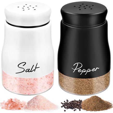Ensemble de salière et poivrière, 2 pièces, 120 ml, en verre, avec couvercles en acier inoxydable. (1/5)