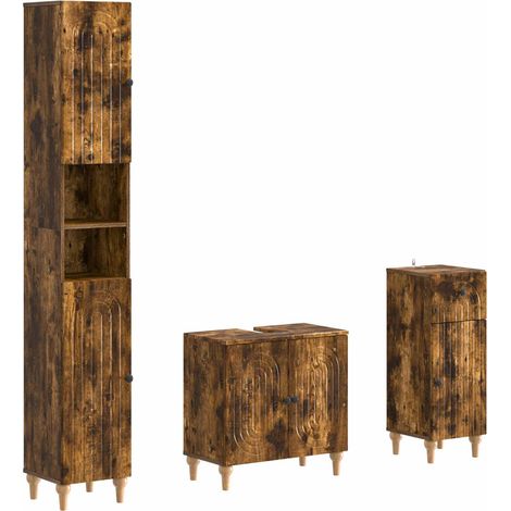 Set di armadietti da bagno in 3 pezzi ALKMAAR vidaXL (1/5)
