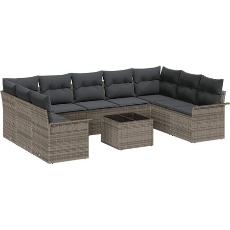 Maison Exclusive - Gartensofa-set mit Speicher 10 pcs Schwarz Pol