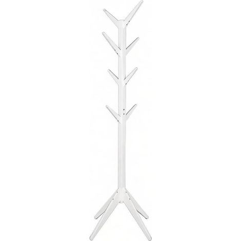 Weiße Boden-Garderobe aus Holz mit 8 Haken, modernes Design (1/5)