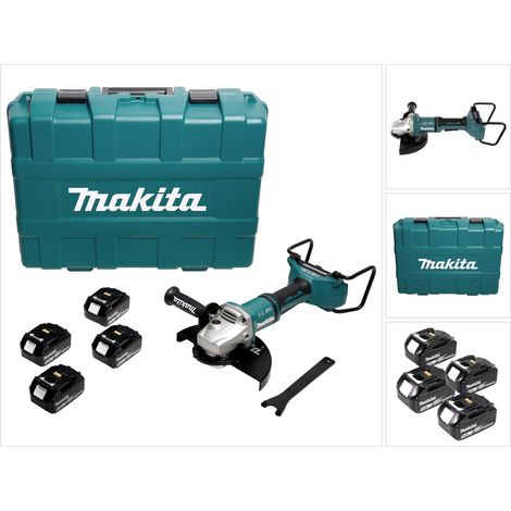Amoladora angular sin cable Makita DGA 900 T4KX2 36V ( 2x18V ) 230mm sin escobillas + 4x batería 5,0Ah + Ezynut + maletín - sin cargador (1/5)
