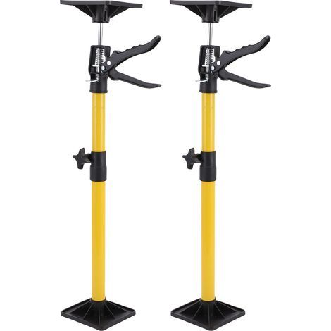 2 Telescopic furniture struts - Metal bracket, adjustable 50-115 cm, yellow, for cabinet/bathroom installation (1/5)