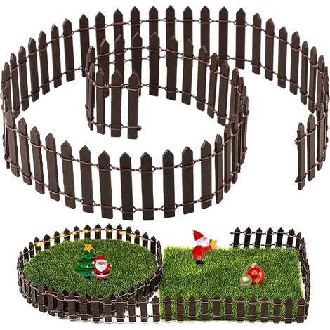 Clôture de Jardin Miniature, Clôtures en Bois Brun Clôture Flexible Décoration de Jardin Mini Bordure Barriere pour Sapin de Noel, Village de Noel, Modélisme, Maison de Poupée, Pot de Fleurs (90x5cm) (1/5)