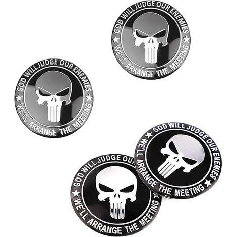 4 Pieces Skull Car Hub Cover Sticker Decorative Sticker for Car Hub Centre Stickers Compatible with 56mm Wheel Trims (Silver) (1/5)