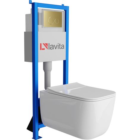 Bâti-support Lavita LAV 101 à 40 cm + WC Shak sans bord + plaque de commande LAV 200.4.5 d'orée Kit complet WC (1/5)