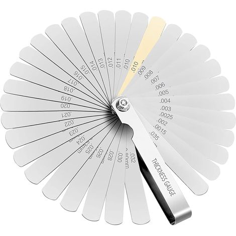 32-blade thickness gauge, stainless steel thickness gauge 0.04-0.88mm, thread gauge, rangefinder pad, metric measuring tool for measuring crack width/thickness (1/5)