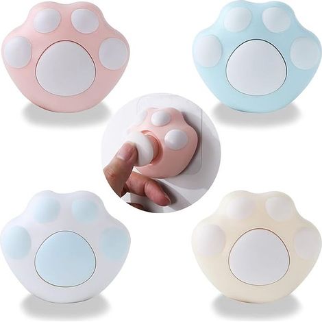 Crochets muraux en forme de griffes de chat, étagère murale créative sans perçage, crochets adhésifs mignons et résistants, porte-clés, cuisine, salle de bain, lot de 4 (blanc, rose, bleu, jaune) (1/5)