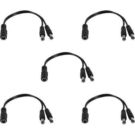 5 pièces 5.5x2.1mm 1 pour 2 M/F DC puissance Splitter câble pour Security CCTV caméra (1/5)