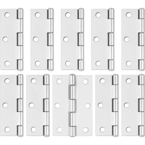 10er-Pack silberne Türbänder – 75 mm (3 Zoll) – Scharniere mit Schrauben für Schranktüren aus Holz im Innenbereich