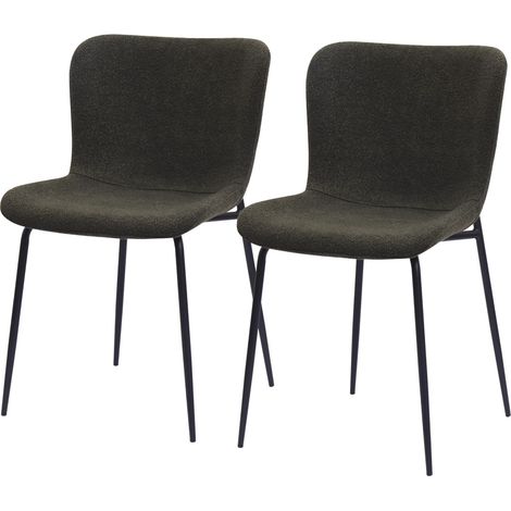 Chaises de salle à manger modernes avec dossier haut arrondi, revêtement en tissu et pieds en métal (3 couleurs) Lot de 2 (1/5)