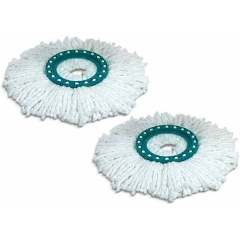 lot de 2 têtes de rechange Clean Twist Disc Mop, idéal pour les carrelages et sols en pierre, microfibre absorbante eau et saleté, franges de remplacement, facile à changer (1/4)