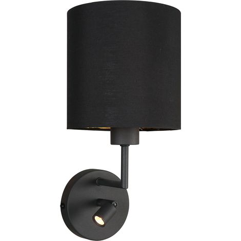 Mexlite - aplique de pared - Noor - negro - lino metal - Ø 18cm -
