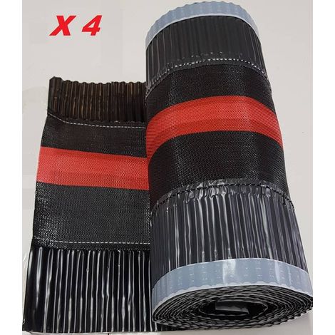 Closoirs de faîtage souples arêtiers, ventilés en aluminium 390 mm x 20 Ml - (LOT de 4x5ml)