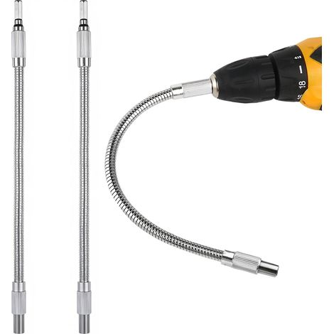 Lot de 2 tiges flexibles – Porte-embout d'angle à tige hexagonale de 6,35 mm, extension de perceuse de 300 mm pour tournevis (adaptateur de perceuse flexible) (1/5)