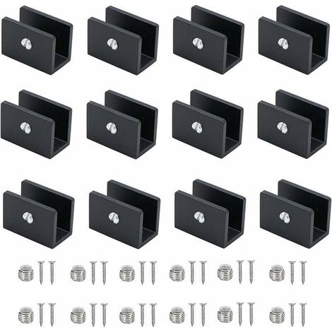 Pince spécialisée 12 Pièces Pince À Verre, Aluminium Supports D'étagère, Support De Cloison En Verre Réglable, Pour Tablettes En Verre De 6-8 Mm D'épaisseur, Pour Salle D'eau, Balcon (Avec Vis) (1/5)
