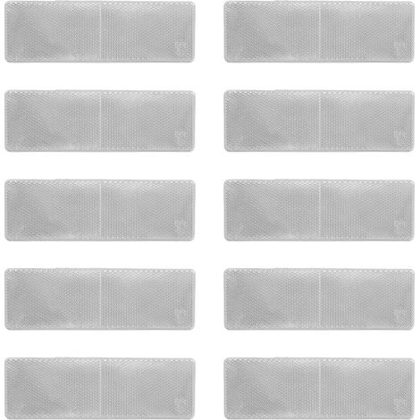 10 catarifrangenti rettangolari autoadesivi da 48x148 mm ad alta visibilità per rimorchi, camion, trattori, barche, motociclette, cancelli e recinzioni, colore bianco. (1/5)
