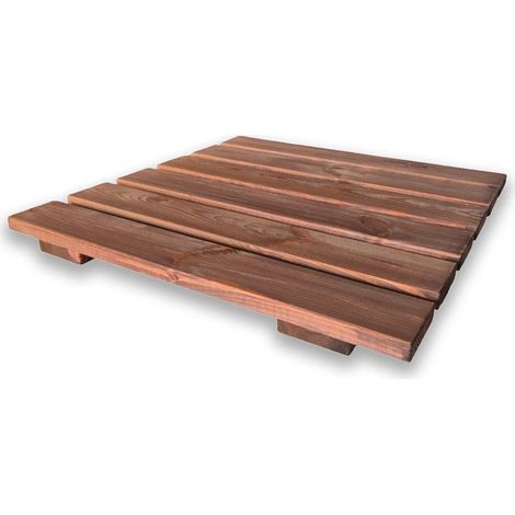 Pedana Doccia Antiscivolo 60x60 cm in Legno di Pino, Marrone Teak (1/5)