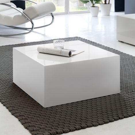 Table basse carrée 60x60x30 cm blanche (1/4)