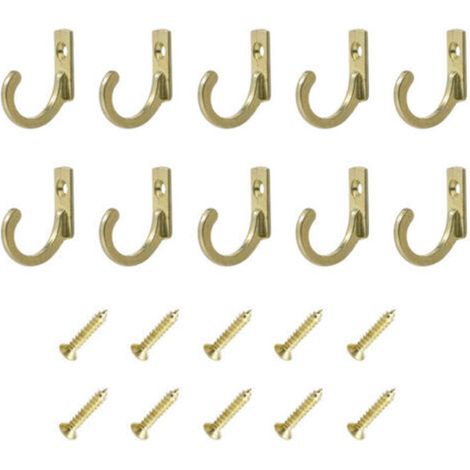 Set of 10 Yellow Vintage Wall Hooks with Screws - Small Screw Hooks for Bowls, Jewelry, Bags, Towels, Bathroom, Kitchen and More (1/3)