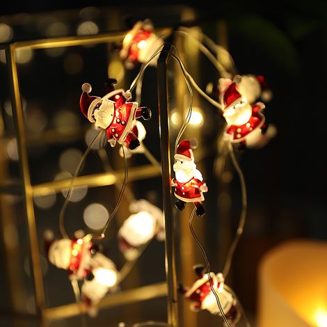 MINKUROW Guirnalda De Luces Led De Papá Noel, 2 M, 20 Luces Led De Decoración Navideña, Guirnalda De Luces De Papá Noel, Para La Decoración Y La Habitación Del Jardín De Navidad Del Hogar (Juego De 2- (1/4)