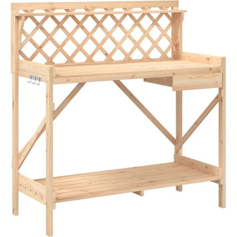 Banco de plantación con celosía espacio de almacenamiento 110 x 50 x 117 cm de madera de abeto natural 020047462 (1/5)