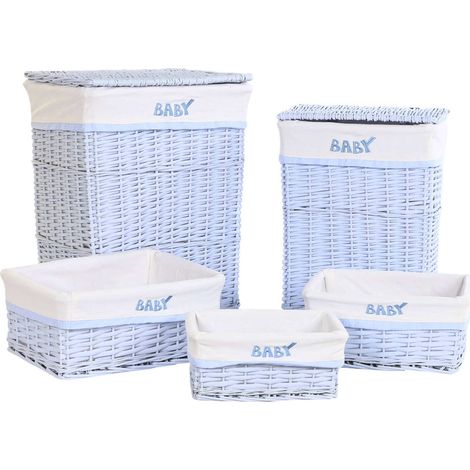 Panier tressé bleu ciel élégant pour linge délicat - Bleu ciel nuancé en polyester tressé (1/5)