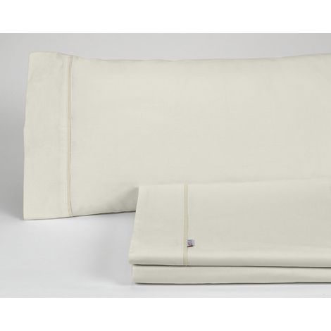 Juego de sábanas color crema - Cama de 135/140 (3 piezas) - 100% algodón - 144 hilos. Gramage: 115 (1/5)