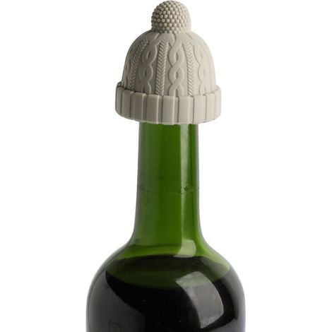 Bouchon de bouteille de vin en silicone en forme de bonnet tricoté, réutilisable pour bière et whisky (gris)-AquaForge (1/5)