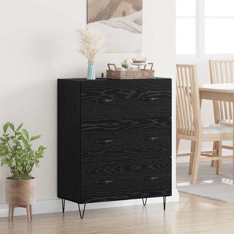 Buffet-Meuble de rangement Chêne noir 69,5 x 34 x 90 cm Bois d'ingénierie et fer 741200 (1/5)