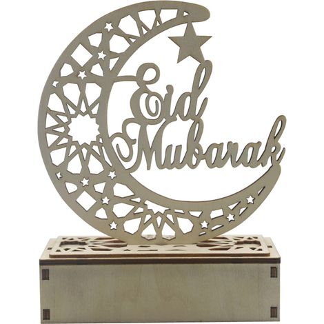 DIY-Ramadanlampe aus Holz, Mondornament, LED-Nachtlicht, Partyzubehör