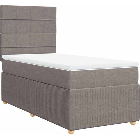 Maison Exclusive - Sommier à lattes de lit avec matelas Taupe 90x190 cm Tissu (1/5)