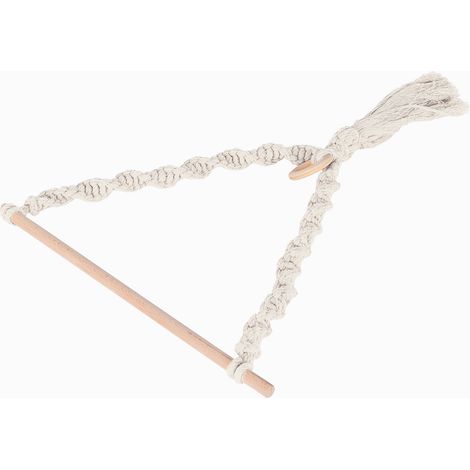 Porte-essuie-tout en tissu tricoté, en corde de chanvre, avec pompon, pour suspendre des photos et autres accessoires de rangement, beige (1/5)
