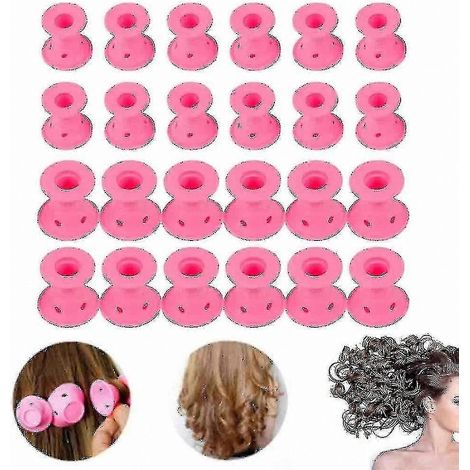 Bigoudis en silicone souple, lot de 24 rouleaux magiques en caoutchouc pour le coiffage, outil de soin capillaire à faire soi-même pour boucler les cheveux (1/4)