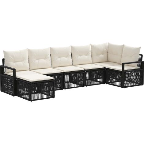 Gartensofa-set 7 pcs Schwarz Poly-Rattan vidaXL
