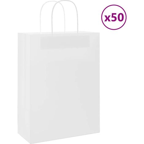 Bolsas de papel con asas 50 uds blanca 26x12x35 cm vidaXL (1/5)