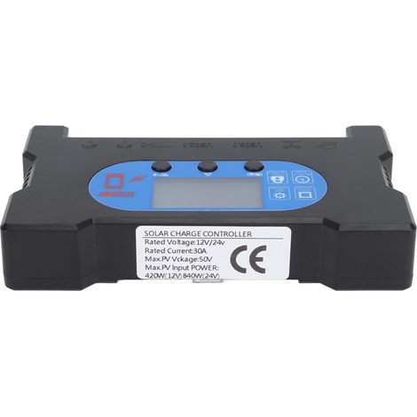 Contrôleur solaire avec écran HD, double USB type C, charge rapide, régulateur de panneau multi-protection, 30A (1/5)
