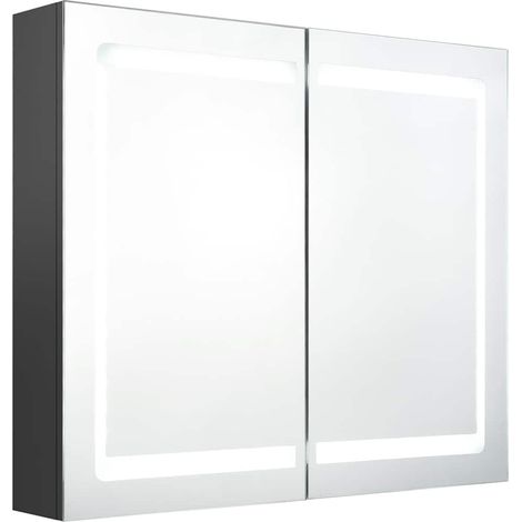 Maison Exclusive - LED-Spiegelschrank fürs Bad Grau 80x12x68 cm