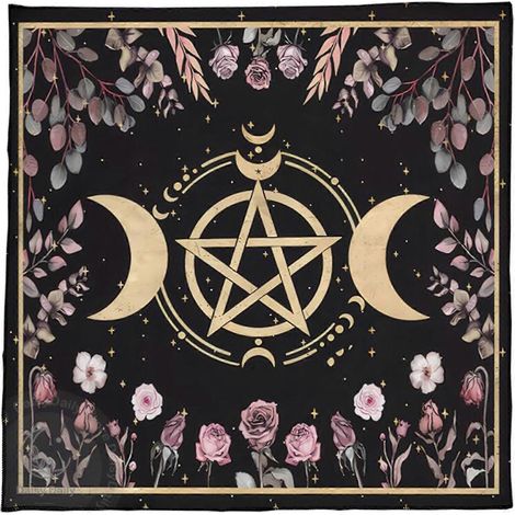 Nappe de tarot, tapis de jeu de divination runique, tapis de jeu d'astrologie, tapis de jeu carré pour autel ou pendule, 75 x 75 cm (1/5)