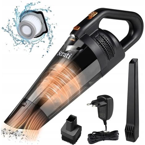 Aspiradora portátil pequeña a batería con iluminación LED inalámbrica.
