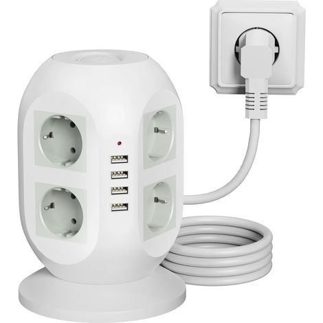 Multiprise 8 prises 4 usb protection surtension câble 2 m bureau (1/5)