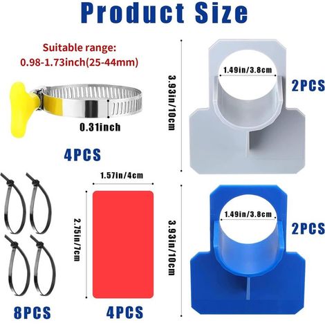 4 PCS Support Tuyau Piscine, Accessoire Piscine Tubulaire, Accessoire de Piscines, Avec des Attaches Câble Et des Colliers de Serrage, Convient Aux Conduites D'eau D'un Diamètre Inférieur À 38 mm/C (1/5)